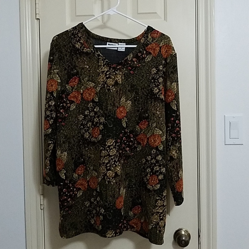Stretch Black Floral Print Shirt